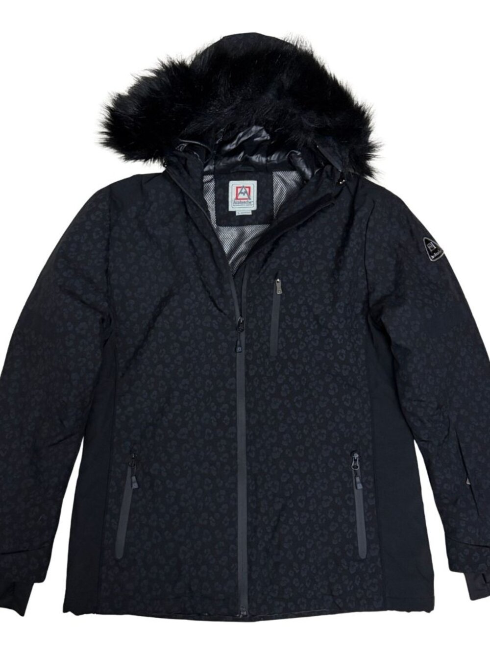 AVALANCHE Winter Parka Coat Faux Fur Puffer Black Waterproof Jacket Womens Large
